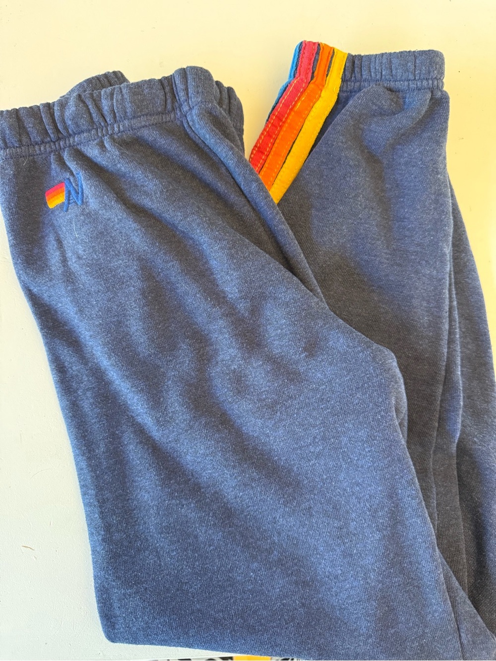 Aviator Nation 5 Stripe Sweatpants Joggers Navy Rainbow Size S